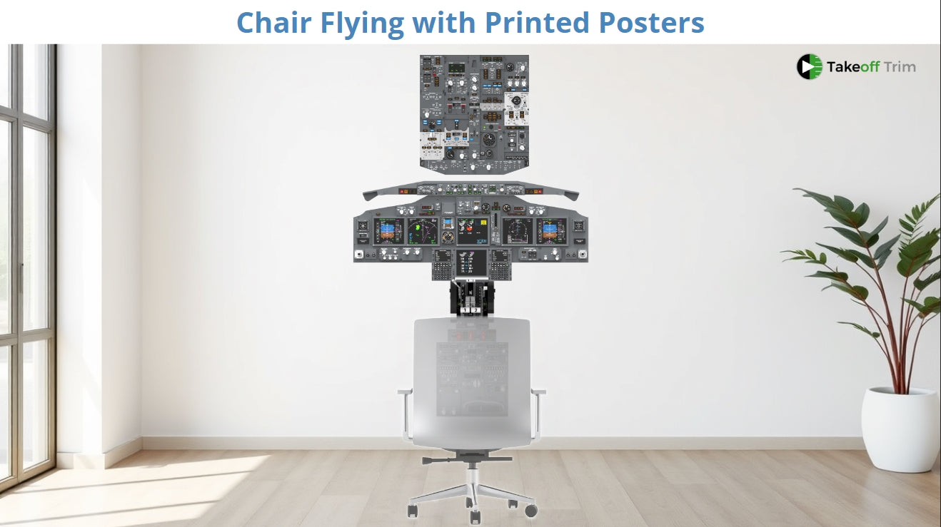 B737NG Chair Flying Bundle.  Print & Virtual Posters, with VR that plays on Computer, Tablet & Headsets!