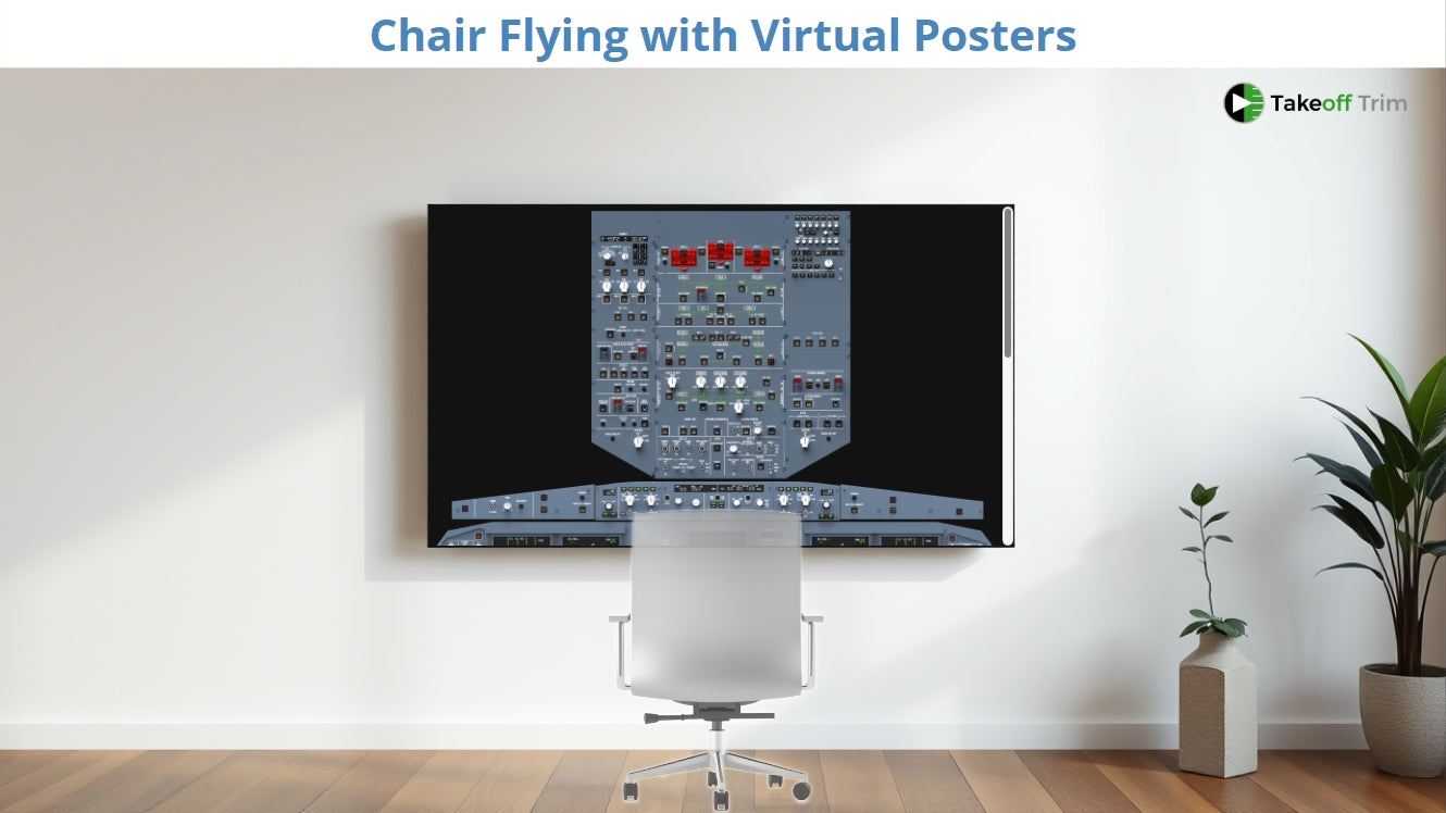 A320 Chair Flying Bundle.  Print & Virtual Posters, with VR that plays on Computer, Tablet & Headsets!